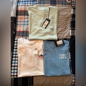 Set of 3 YL Boys designer tshirts, vineyard Vine, coast Hippie, Southern Tide